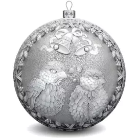 Silver Christmas ball "Bullfinches"